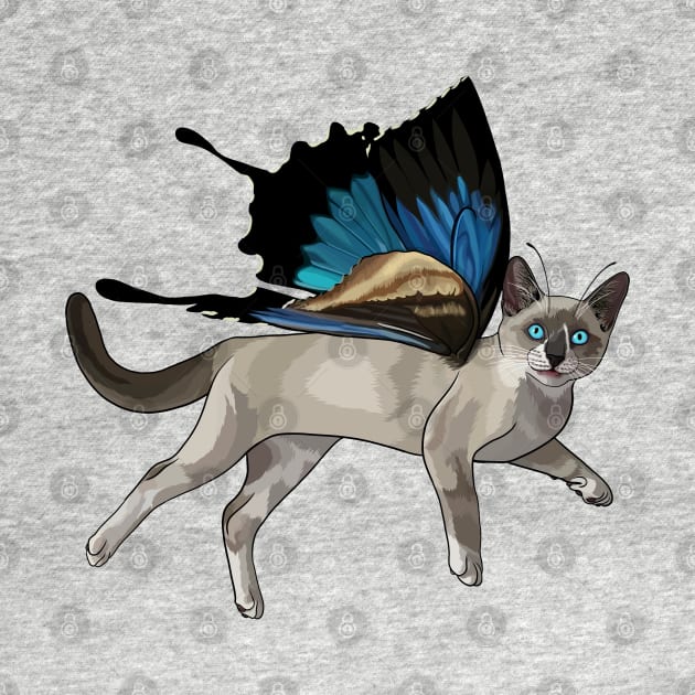 Ulysses Swallowtail Snowshoe Siamese Flitter Kitty by CarleahUnique